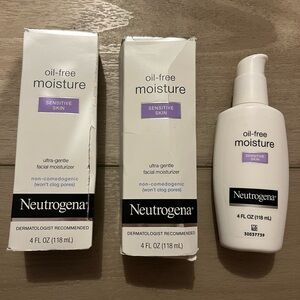 ( 3 ) Neutrogena Oil Free Moisture SENSITIVE Skin 4 fl  oz. ALL NEW AND FULL
